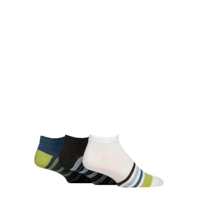 Image of Mens 3 Pair SOCKSHOP Bamboo Plain and Patterned Trainer Socks with Smooth Toe Seams Ocean View 7 11