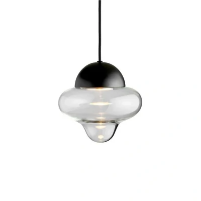 Image of DESIGN BY US LED pendant light Nutty, clear / black, Ø 18.5 cm, glass