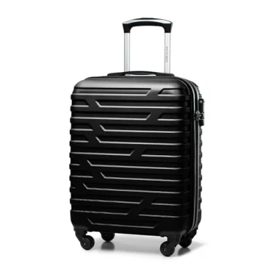 Image of WITTCHEN Travel Suitcase Carry On Cabin Luggage Hardshell Made of ABS with 4 Spinner Wheels Combination Lock Telescopic Handle A Line II Size Black