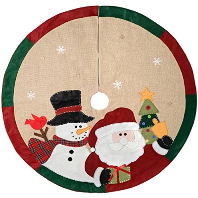 Image of WeRChristmas Snowman Santa Christmas Tree Skirt Decoration, 122 cm Large, Multi Colour