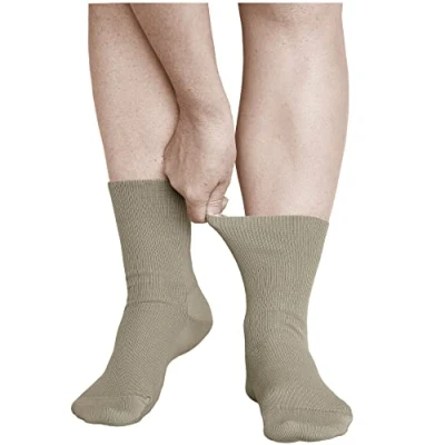 Image of vitsocks Women&#039;s Non Elastic Top Soft All Cotton Socks (3 PAIRS) Loose Fit, No Pressure, beige, 6 8