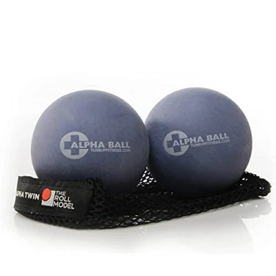 Image of Tune Up Fitness Yoga Alpha Twin Set 2 Massage Balls Myofascial Charcoal Grey 3.5 Inch Diameter Deep Tissue Muscle Therapy, Pain Relief