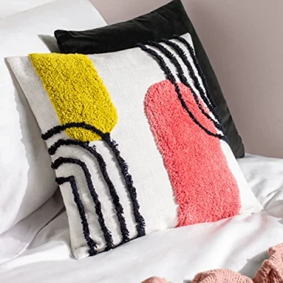 Image of Heya Home Elmer Tufted Cushion Pink Cotton One Size
