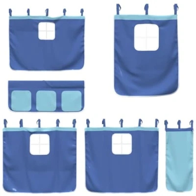 Image of vidaXL Blue Loft Bed Curtains Blackout Privacy Tent Canopy Durable Polyester Material with Storage Pockets