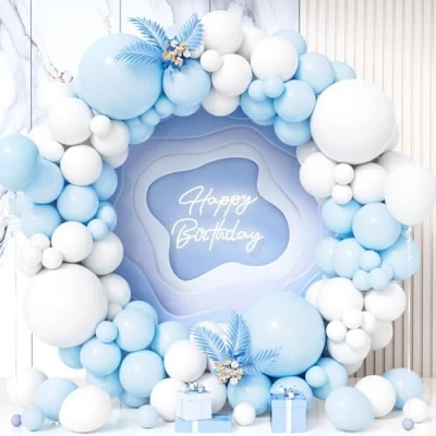 Image of Teselife Blue White Balloons, 119Pcs Pastel Macaron Baby and Balloon Arch Garland Kit for Boys Kids Men Gender Reveal Bridal Shower Engagement Anniversary Wedding Birthday Party Decor