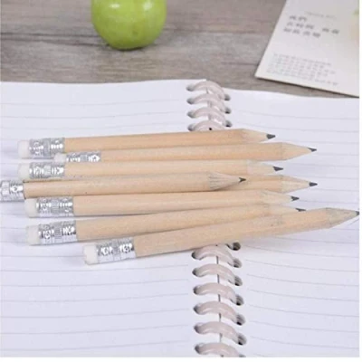 Image of Hotaden 5pcs Mini Size Simple Wood Pencil with Eraser Log Short for Kids Children