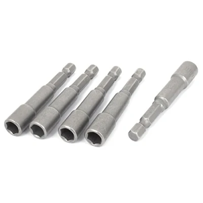 Image of sourcing map 1/4 inch Shank 7mm Hex Socket Nut Setter Driver Bit Adapter Gray 5pcs Non magnetic