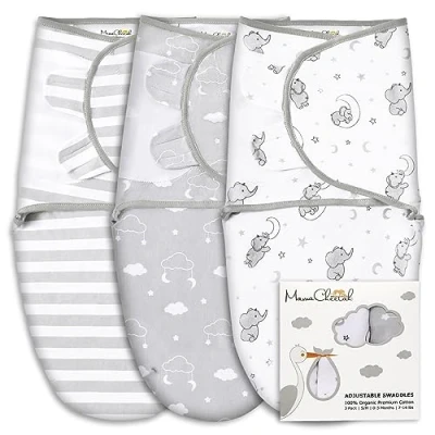 Image of Mama Cheetah Baby Swaddle Sack, Organic Blanket, Newborn Sleep Sacks, Adjustable Infant Wrap, Easy Swaddles for Boy Girl 0 3 Month, Essentials, Nursery Swaddling, Pack