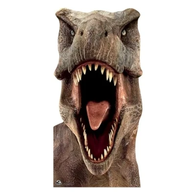 Image of STAR CUTOUTS SC1279 Life Size Cut Out Jurassic World Tyrannosaurus (T Rex) Dinosaur Stand in 188cm Tall, Multi Colour,Large