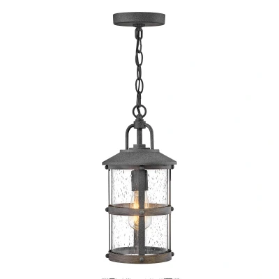 Image of Hinkley Lakehouse Outdoor Pendant Ceiling Light Aged Zinc with Driftwood Grey, IP44