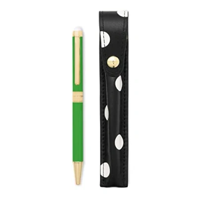 Image of Kate Spade New York Stylus Pen for Touch Screens, Green Metal Ballpoint with Black Ink and Vegan Leather Storage Pouch, Picture Dot