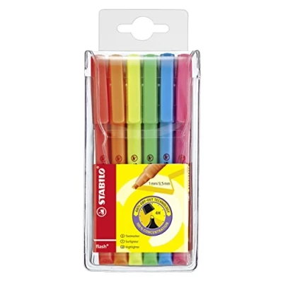 Image of Highlighter STABILO flash Pack of 6 Assorted Colours