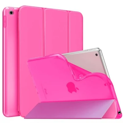 Image of MoKo Case for iPad 9th Generation 2021/ 8th 2020/ 7th 2019, Soft Frosted Back Cover Slim Shell with Stand 10.2 inch,Auto Wake/Sleep, Pitaya Red