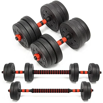 Image of 20kg Adjustable Weight Dumbbell Barbell &amp; Bar Set Home Gym Training Fitness Weights For Men and Women