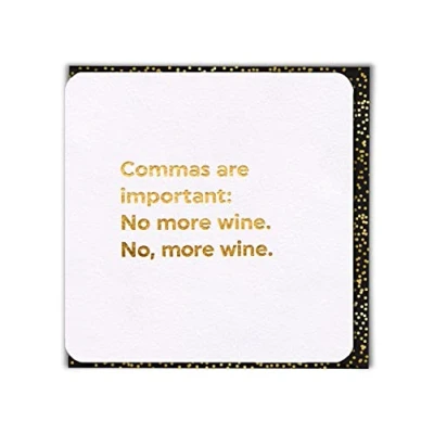 Image of Funny Humorous &#039;Commas are Important&#039; Luxurious Gold Foiled Birthday Card by Brainbox Candy