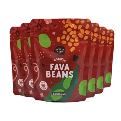Image of The Honest Bean Co Roasted Fava BBQ, High Protein Vegan Snack, 120 g (Pack of 6)