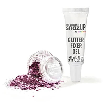 Image of Snazaroo Bio Glitter Kit, Face and Body Paint, Biodegradable Gliter, Pink Colour 5g + Fixer