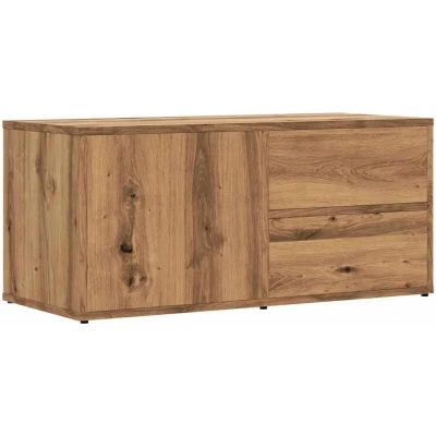Image of vidaXL TV Cabinet/Media Stand Artisan Oak Engineered Wood Bench with Storage Modern Sideboard Drawers/Door Living Room/Bedroom Decor