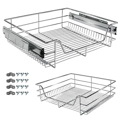 Image of Arebos Sliding drawer for kitchen cabinets and fitted cupboards additional storage 30cm, 40cm, 50cm, 60cm, 2x 60cm (60 cm)