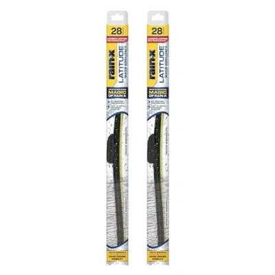 Image of Rain X 810168 Latitude 2 In 1 Wiper Blades, 28 Inch Windshield Wipers (Pack Of 2), Automotive Replacement Blades With Patented Water Repellency Formula