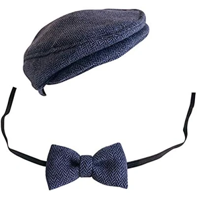 Image of ausuky Newborn Peaked Cap Boys Flat Beanie Hat Bow Tie Photo Photography Props Multi Color Optional Cute Prop Accessories (6)