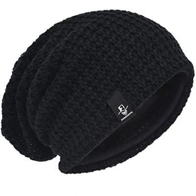 Image of VECRY Men&#039;s Slouchy Beanie Knit Rasta Skull Cap for Summer Winter (Black)