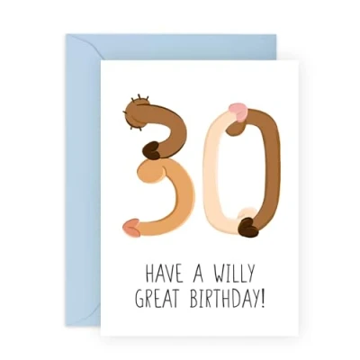 Image of Central 23 30th Birthday Card For Women Men W*lly Great Rude Cards Husband Boyfriend Son Thirty 30 Year Old Naughty Gifts Female Friends Comes With Stickers