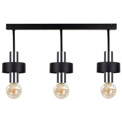 Image of Unica Ceiling Spotlight Bar Black, Silver, 60cm, 3x E27