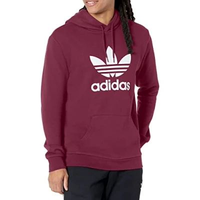 Image of adidas Originals Men&#039;s Adicolor Classics Trefoil Hoodie, Victory Crimson/White, Medium