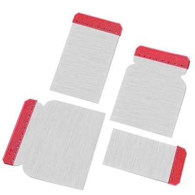Image of 4 Flexible Filling Scrapers Carbon Steel Putty Knives 45mm, 70mm, 90mm and 110mm, Plastering Decorating Tools
