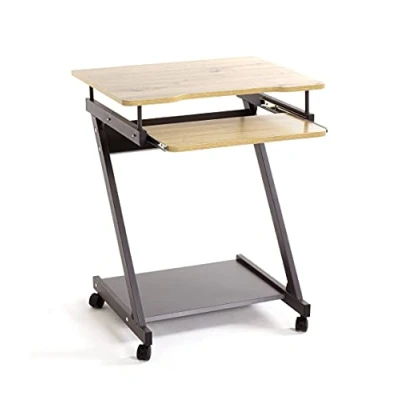 Image of HAKU Mobel Pc Desk Anthracite, Oak, Mdf, Metal Size: W 60 cm X H 76 D 49 cm, Style: Modern