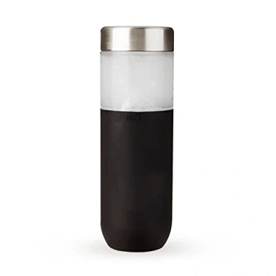 Image of Host Freeze Double Walled Insulated Water Bottle Freezer Tumbler with Active Cooling Gel Stainless Steel Lid and Silicone Grip, Set of 1 20 oz (590ml) Plastic Bottle, Black