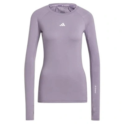 Image of adidas Women&#039;s Techfit Long Sleeve Training Top, Shadow Violet, XS