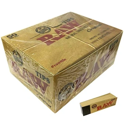 Image of RAW Filter Tips Slim Unperforated Natural Unbleached 2x Boxes (100 Booklets)