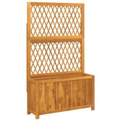 Image of vidaXL Planter with Trellis 100x32x165 cm Solid Wood Acacia