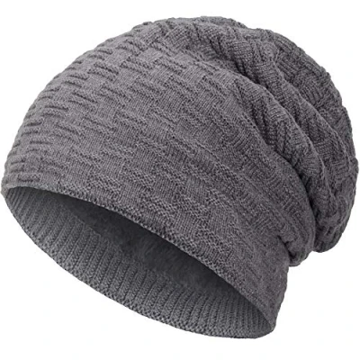 Image of Compagno warm lined beanie winter hat with soft Fleece lining. White One Size