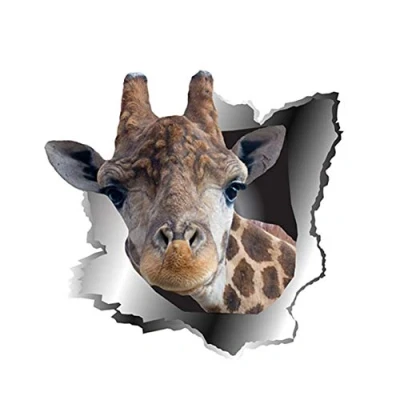 Image of LGDQ Car Sticker 13Cm X 12.5Cm 3D Giraffe Stickers Torn Metal Vinyl Reflective Funny Animal Accessories