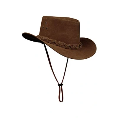 Image of TruClothing Australian Unisex Western Cowboy Hat Real Suede Outback Riding Dancing Classic Brown S (57cm)