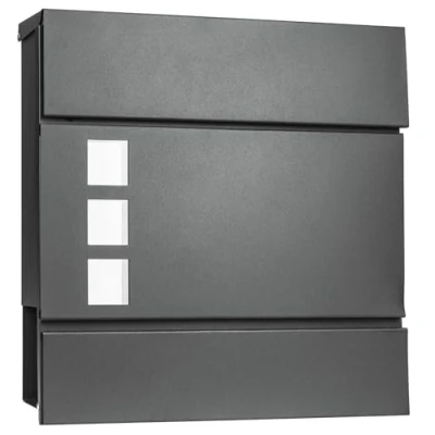 Image of Rynli Wall Mounted Letter Box, Mailbox with Newspaper Holder, Modern Lockable, Easy to Install, Anthracite Gray