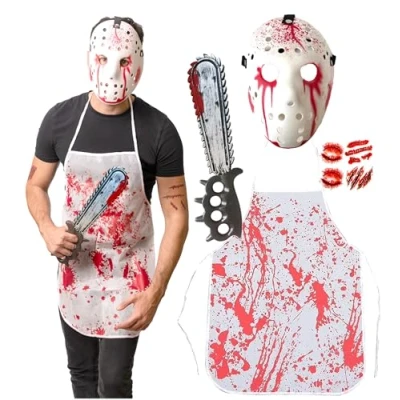 Image of 6 pcs Serial Killer Costume Halloween Costumes For Men Adult &amp; Teen One Size Fits All 2024 Trending Fancy Dress UK Based Brand
