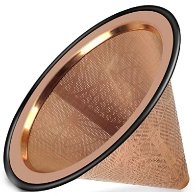 Image of Compatible with Chemex, Hario V60 Pour Over Coffee Filter Wide Metal Base Reusable Stainless Steel Dripper Paperless for Sustainable Brewing