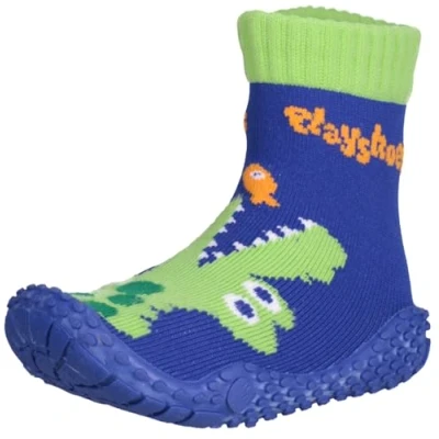 Image of Playshoes Aqua Socks with UV Protection Crocodile Water Shoes, Blue Navy 11, 7.5 UK Child