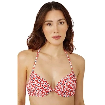 Image of Debenhams Womens/Ladies Ditsy Print Underwired Bikini Top (36A) (Red)
