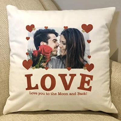 Image of Thoughtful Gifts Valentine&#039;s Cushion Personalised Photo Pillow Valentines Gift Present for Her Him Girlfriend Boyfriend Wife Husband The One I Love You Birthday Christmas