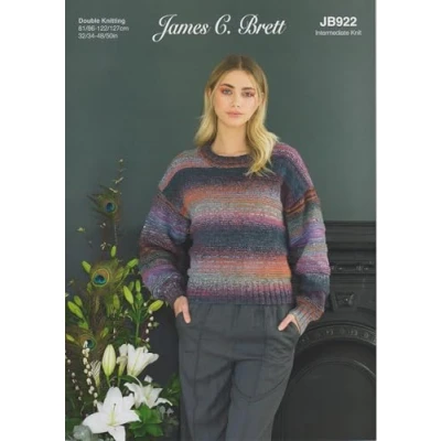 Image of James Brett Ladies Sweater Double Knitting Pattern Womens Jumper (JB922)