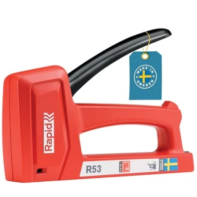 Image of Rapid Light Duty Manual Staple Gun for Wood Wall Stapler Upholstery with Ergonomic Handle and All Steel Interior Wear Parts Made in Sweden R53