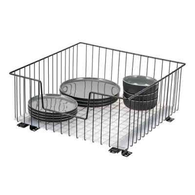 Image of bremermann Cabinet Basket Drawer 50cm Wide Floor Telescopic with Shelf Kitchen (Black)