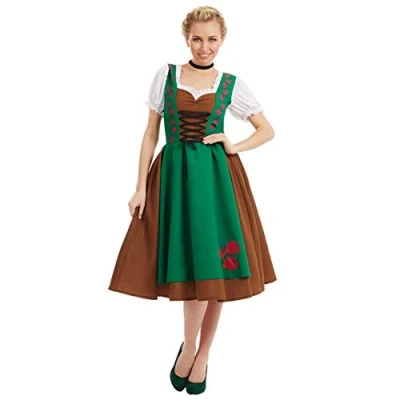 Image of Fun Shack Oktoberfest Outfit Women, Lederhosen Women Costume, Bavarian Costume Dirndl Dress Small