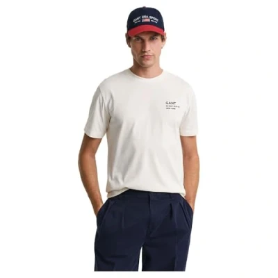 Image of GANT Men&#039;s Small Graphic Ss Tshirt T Shirt, Cream, L