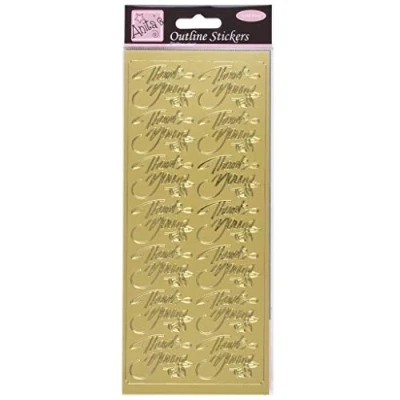 Image of Shiny Gold Foil Thank You Greeting Labels Stickers for Cards, Craft and Decoration